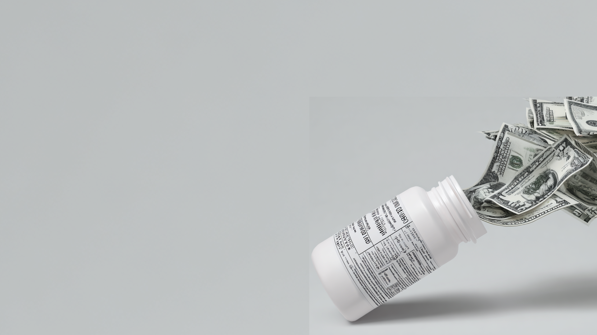 Money spilling from supplement bottle